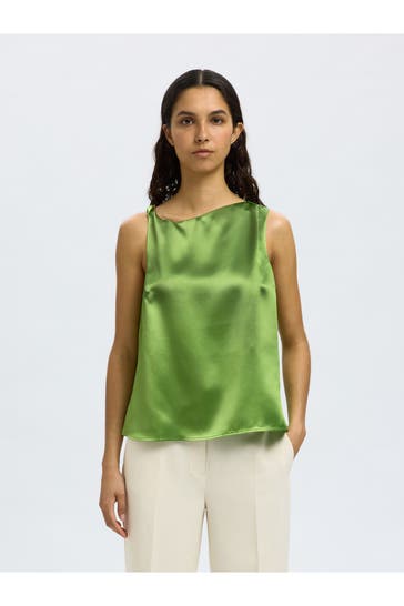 SELECTED Satin-Top pistazie