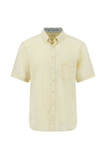 FYNCH-HATTON Kurzarmhemd hellgelb Regular Fit