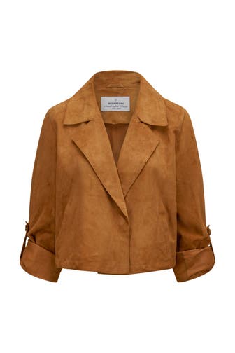 MILESTONE Velours-Lederjacke camel