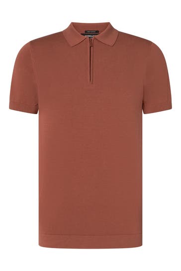 STRELLSON Feinstrick-Polo 'Vincent' terracotta