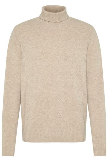 BUGATTI Wollmix-Rollkragenpullover beige