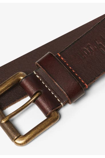 SUPERDRY - Ledergürtel 'Badgeman' dunkelbraun