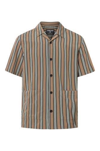 STRELLSON Kurzarmhemd Clarson beige/grün Regular Fit