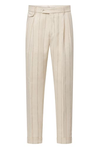 WINDSOR. Business-Hose Sapo beige gestreift Slim