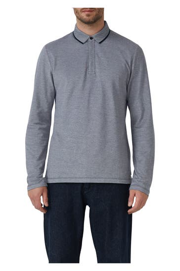 S.OLIVER BLACK LABEL Langarm-Polo graublau