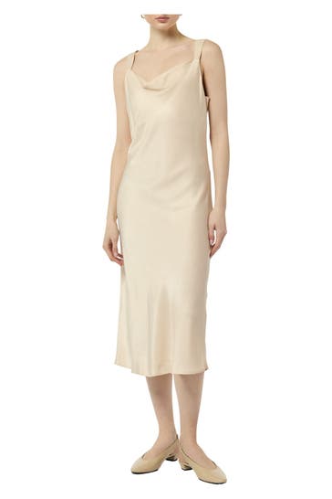 COMMA, Satinkleid beige