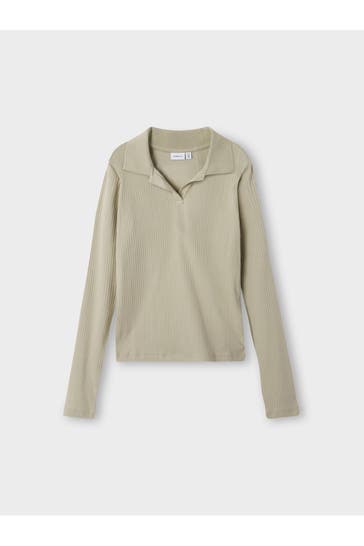 NAME IT Langarm-Polo greige
