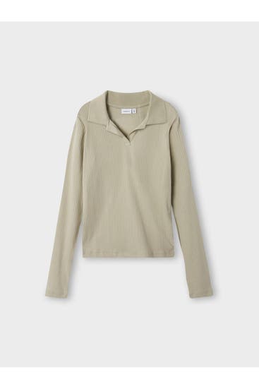 NAME IT - Langarm-Polo greige