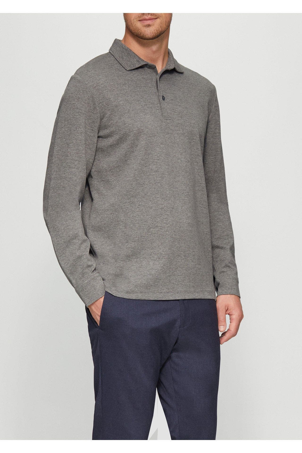 S.OLIVER BLACK LABEL Langarm-Polo grau, Bild 1