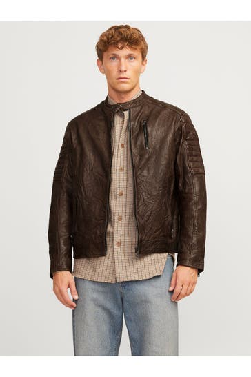 JACK & JONES Lederjacke braun