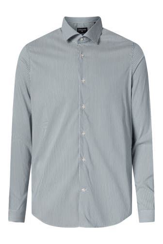 STRELLSON Business-Hemd Stan dunkelgrün gestreift Slim Fit