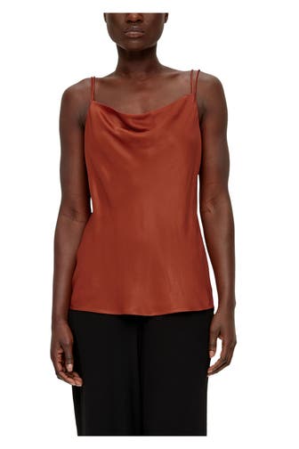 S.OLIVER BLACK LABEL Satin-Top rotbraun