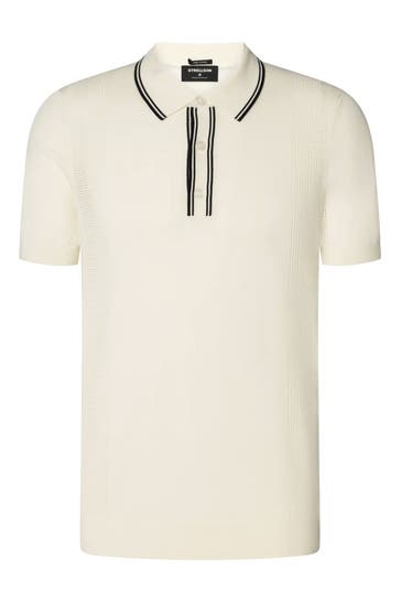 STRELLSON Feinstrick-Polo 'Vincent' creme
