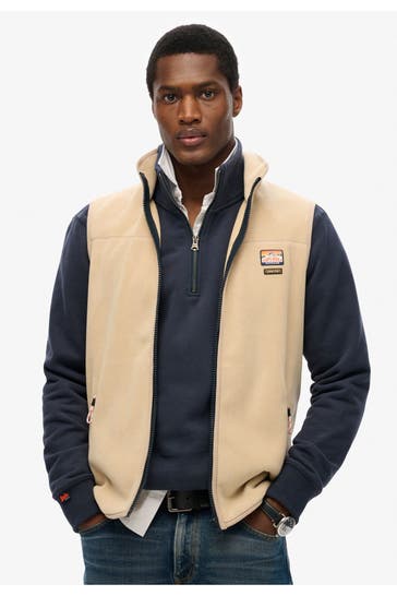 SUPERDRY Fleece-Weste beige