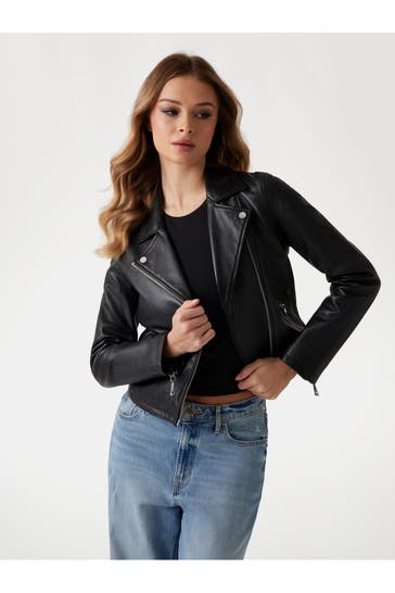 GUESS Lederjacke schwarz