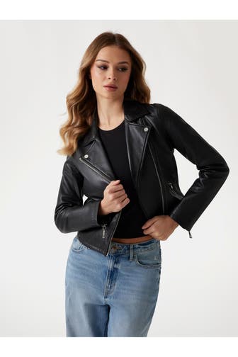 GUESS Lederjacke schwarz