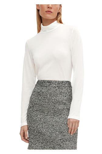 COMMA, Rollkragen-Longsleeve weiß