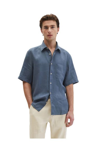 MARC O'POLO Leinenhemd rauchblau