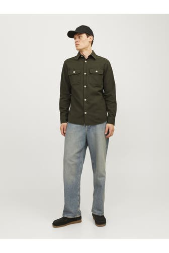 JACK & JONES Overshirt moosgrün