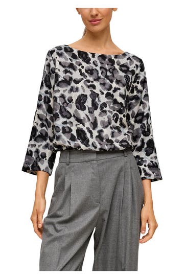 S.OLIVER BLACK LABEL Blusenshirt gemustert 