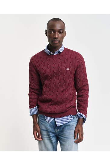 GANT Zopfstrickpullover weinrot