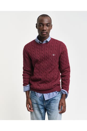 GANT Zopfstrickpullover weinrot
