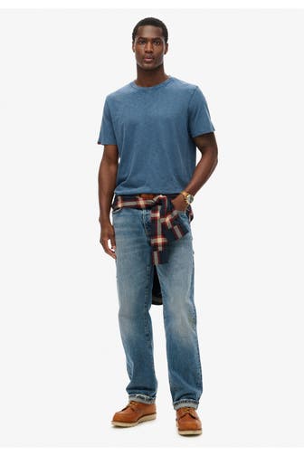 SUPERDRY T-Shirt 'Crew Neck Slub' blau