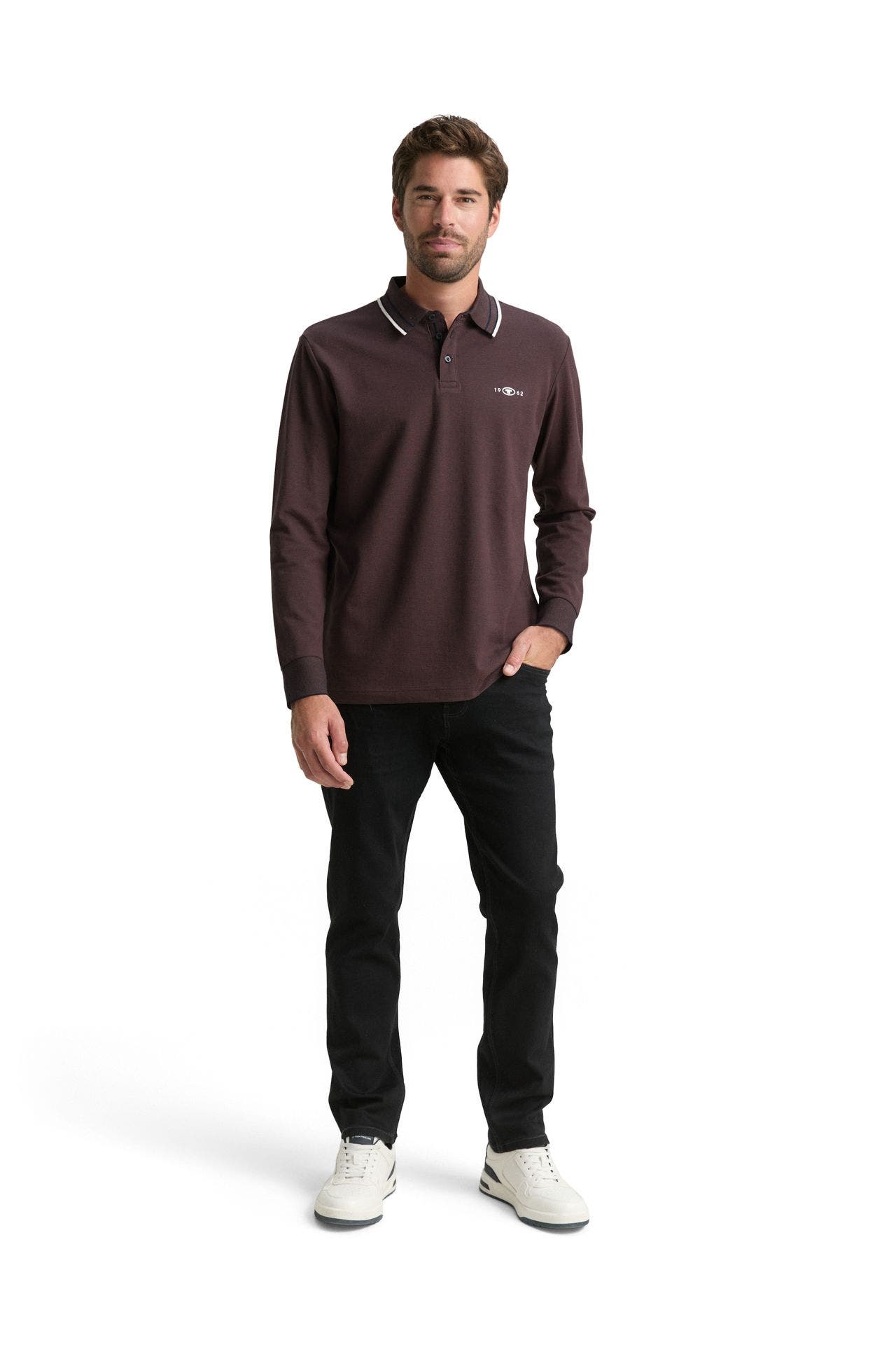 TOM TAILOR Langarm-Polo dunkelbraun, Bild 1