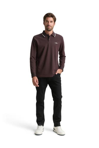 TOM TAILOR Langarm-Polo dunkelbraun