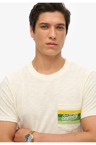 SUPERDRY T-Shirt 'Cali Striped Logo' vanille
