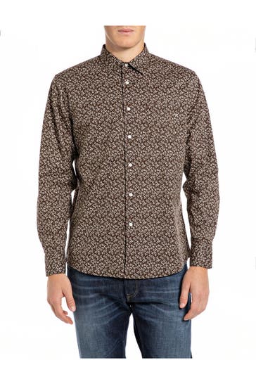 REPLAY Casual-Hemd braun gemustert
