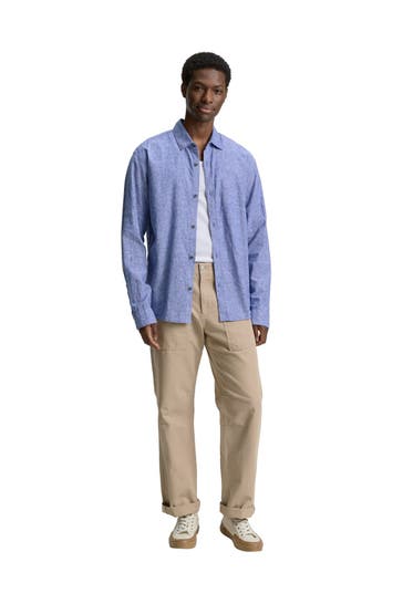 TOM TAILOR Leinenmix-Hemd blau