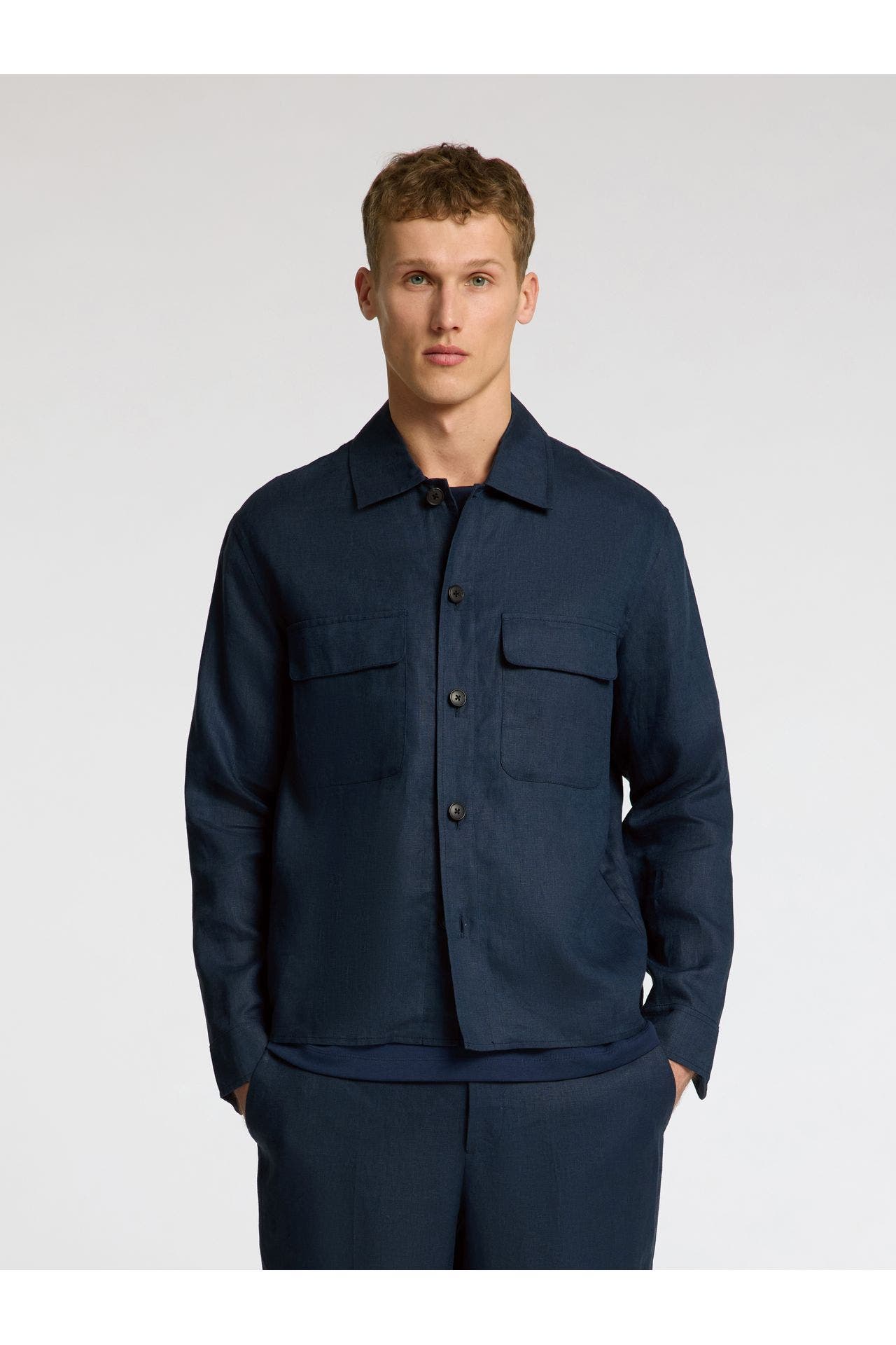 SELECTED Leinen-Overshirt dunkelblau, Bild 1