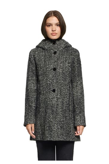 GIL BRET Two-tone woollen blend coat