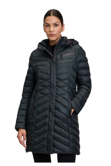 GIL BRET Steppmantel nachtgrün glänzend