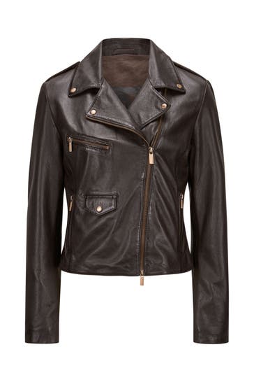 MILESTONE Lederjacke 'Debra' dunkelbraun
