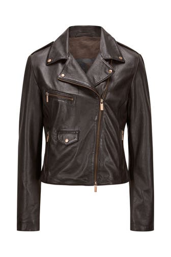 MILESTONE Lederjacke 'Debra' dunkelbraun