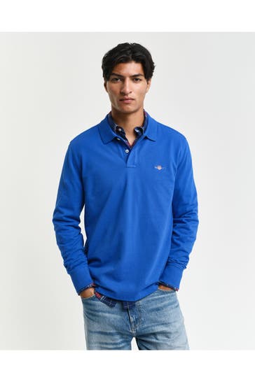 GANT Langarm-Polo royalblau