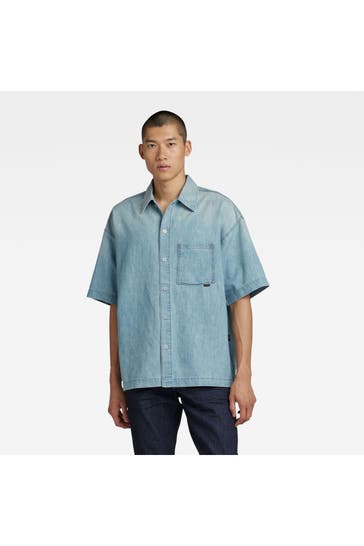 G-STAR Kurzarmhemd hellblau Oversize Fit