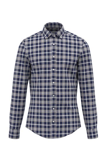 SEIDENSTICKER Business-Hemd Karo Dunkelblau Slim Fit