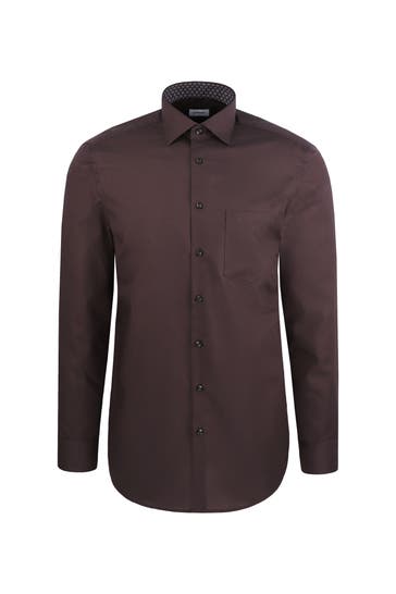 SEIDENSTICKER Business-Hemd Uni Braun Regular Fit