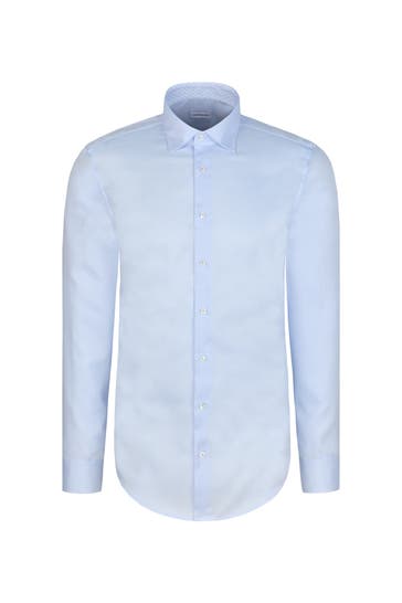 SEIDENSTICKER Business-Hemd Struktur Mittelblau Extra Slim Fit