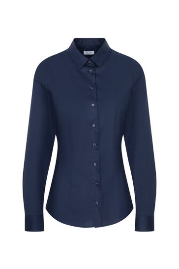 SEIDENSTICKER Business-Bluse Uni Dunkelblau