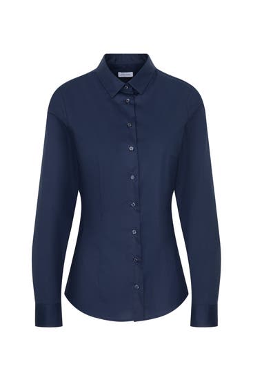 SEIDENSTICKER - Business-Bluse Uni Dunkelblau