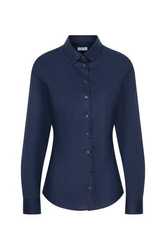 SEIDENSTICKER Business-Bluse Uni Dunkelblau