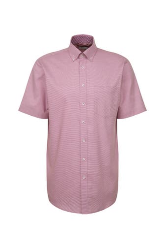 SEIDENSTICKER Kurzarmhemd Struktur Rosa/Pink Regular Fit