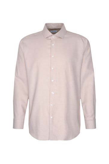 SEIDENSTICKER Business-Hemd Struktur Braun Regular Fit