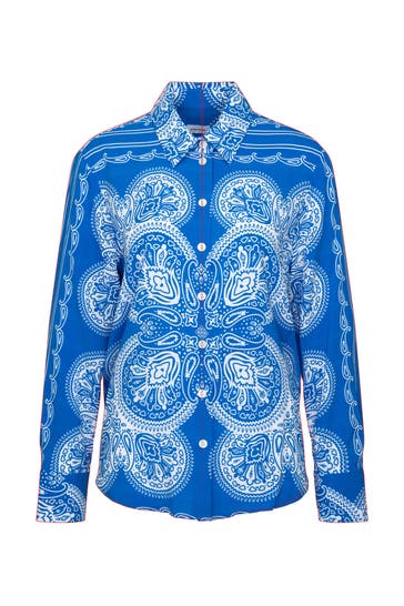 SEIDENSTICKER Business-Bluse Tuchprint Mittelblau