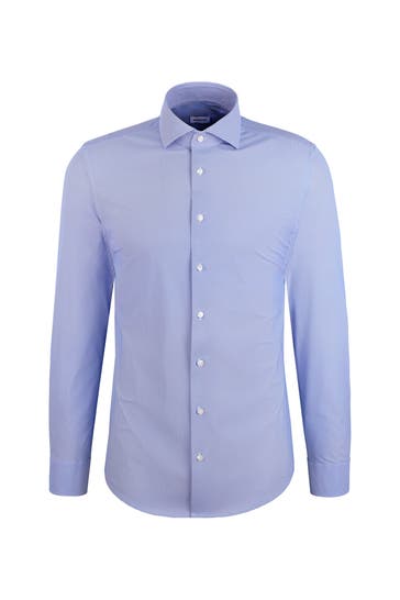 SEIDENSTICKER Business-Hemd Druck Mittelblau Extra Slim Fit