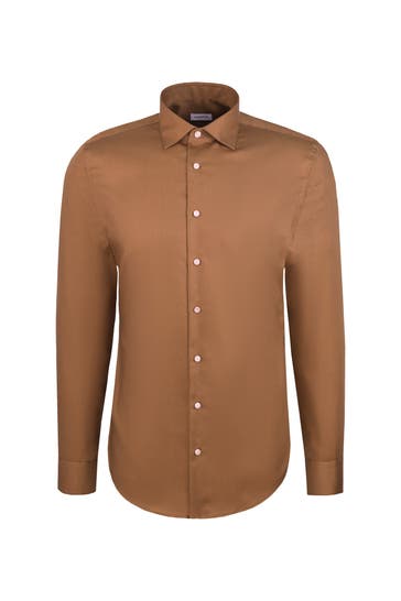 SEIDENSTICKER Business-Hemd Uni Braun Slim Fit